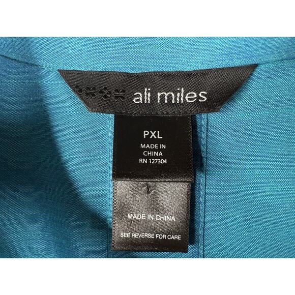 Ali Miles Womens Sz PXL Blue Boxy Button Up Top Lagenlook Wearable Art Artsy - Picture 3 of 11
